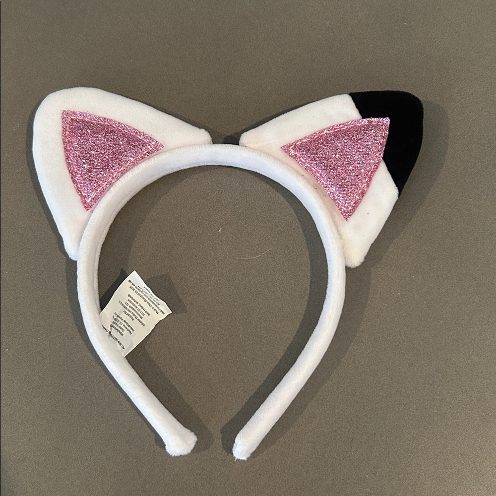 Sparkly Pink and White Cat Ear Headband